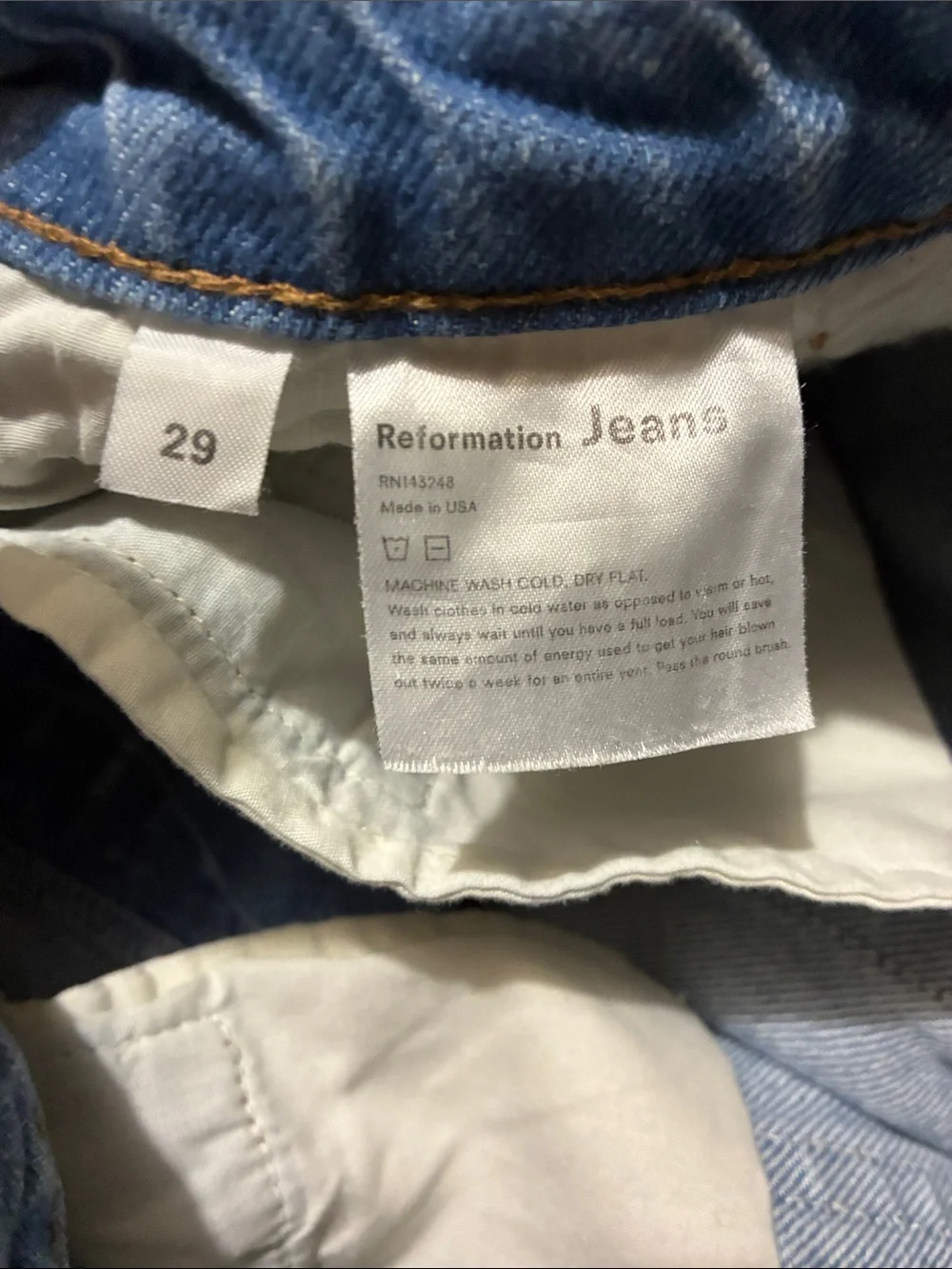 Reformation Cynthia Shadow High Rise Denim Patchwork Jeans in Niagara👖sz 29